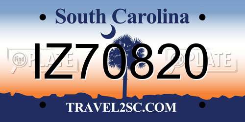 IZ70820 South Carolina License Plate
