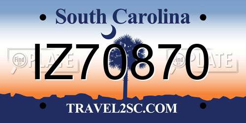 IZ70870 South Carolina License Plate