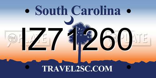 IZ71260 South Carolina License Plate