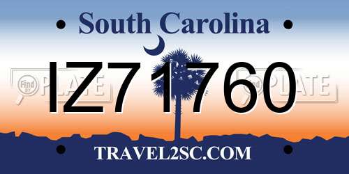 IZ71760 South Carolina License Plate