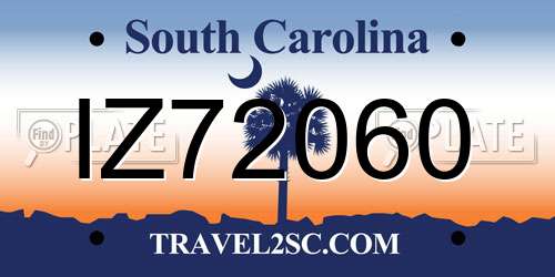 IZ72060 South Carolina License Plate