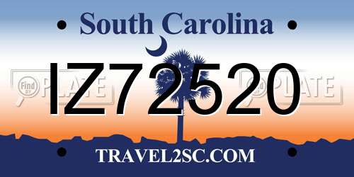 IZ72520 South Carolina License Plate