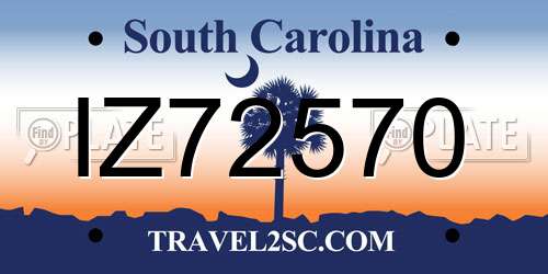 IZ72570 South Carolina License Plate