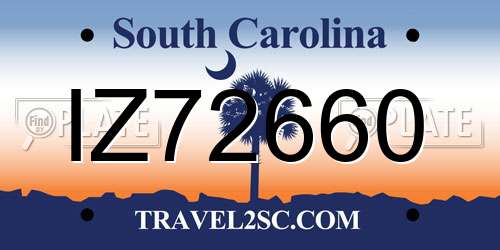 IZ72660 South Carolina License Plate