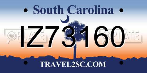 IZ73160 South Carolina License Plate