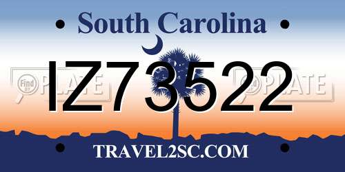IZ73522 South Carolina License Plate