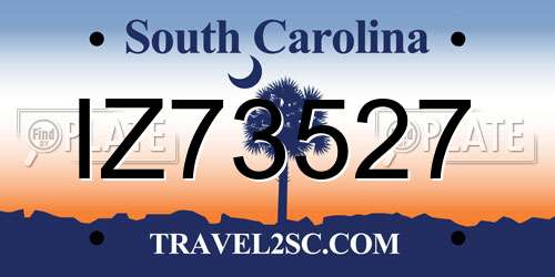 IZ73527 South Carolina License Plate