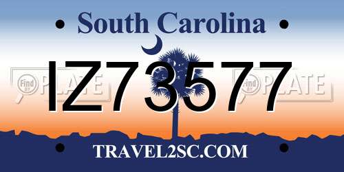 IZ73577 South Carolina License Plate