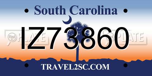 IZ73860 South Carolina License Plate