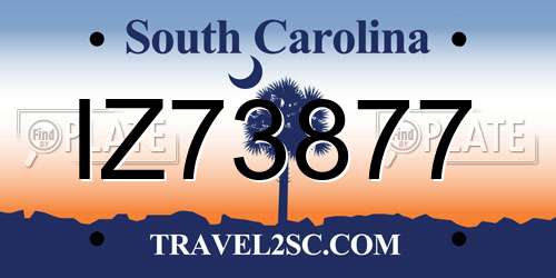 IZ73877 South Carolina License Plate