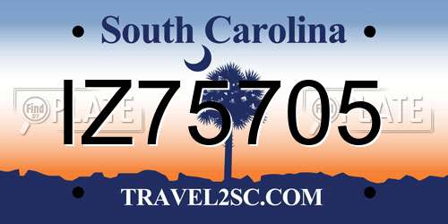 IZ75705 South Carolina License Plate