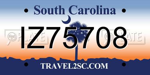 IZ75708 South Carolina License Plate