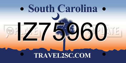 IZ75960 South Carolina License Plate
