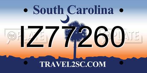 IZ77260 South Carolina License Plate