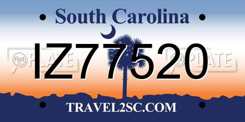 IZ77520 South Carolina License Plate