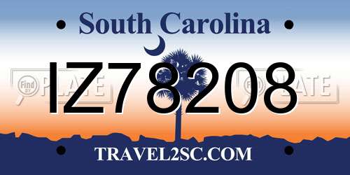 IZ78208 South Carolina License Plate