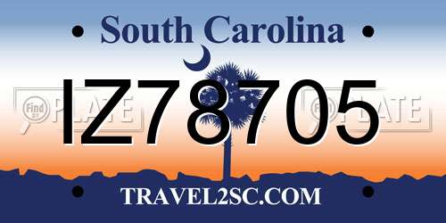 IZ78705 South Carolina License Plate