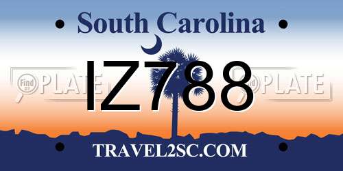 IZ788 South Carolina License Plate