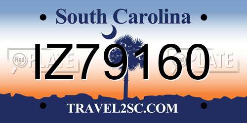 IZ79160 South Carolina License Plate