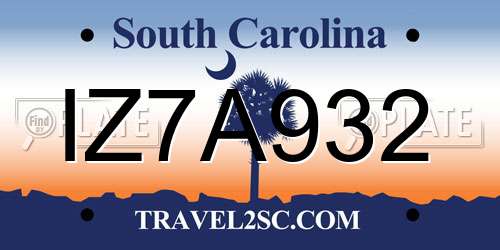 IZ7A932 South Carolina License Plate