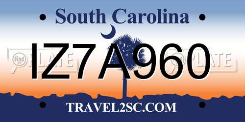 IZ7A960 South Carolina License Plate