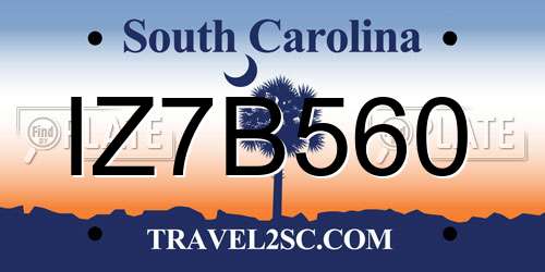IZ7B560 South Carolina License Plate