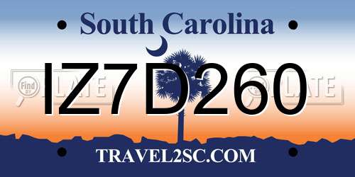IZ7D260 South Carolina License Plate