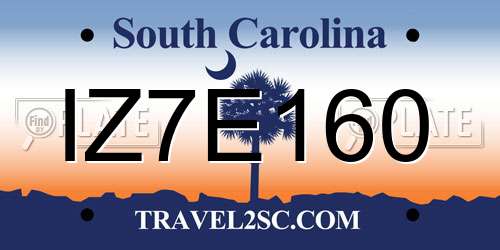 IZ7E160 South Carolina License Plate