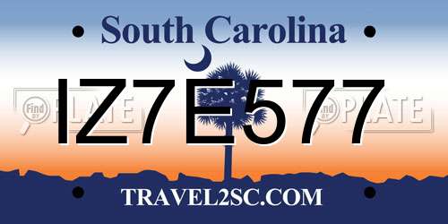 IZ7E577 South Carolina License Plate