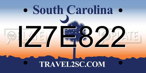 IZ7E822 South Carolina License Plate
