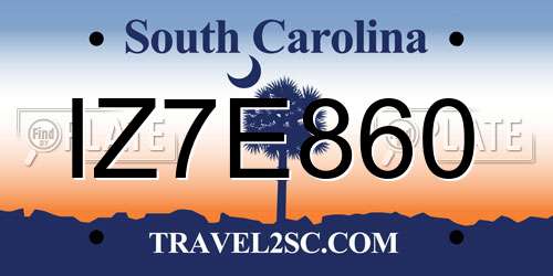 IZ7E860 South Carolina License Plate