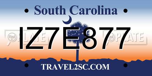 IZ7E877 South Carolina License Plate