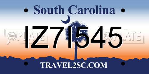 IZ7I545 South Carolina License Plate