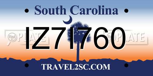 IZ7I760 South Carolina License Plate