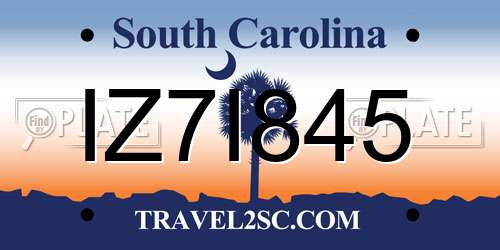 IZ7I845 South Carolina License Plate