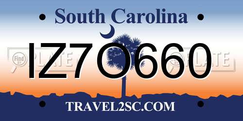 IZ7O660 South Carolina License Plate