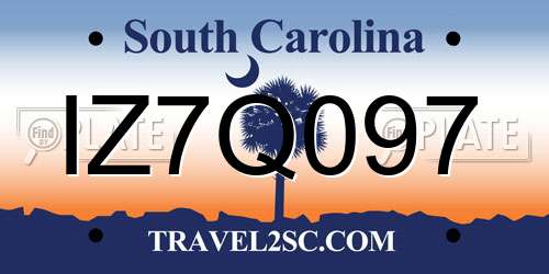IZ7Q097 South Carolina License Plate