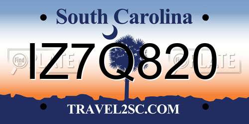 IZ7Q820 South Carolina License Plate