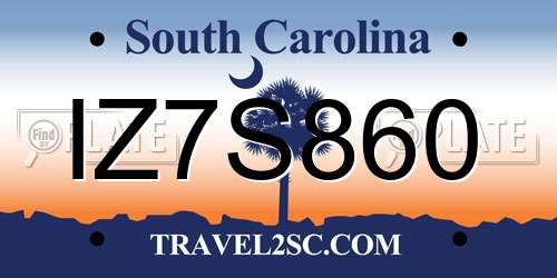 IZ7S860 South Carolina License Plate