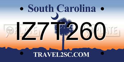 IZ7T260 South Carolina License Plate