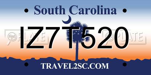 IZ7T520 South Carolina License Plate