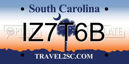IZ7T6B South Carolina License Plate
