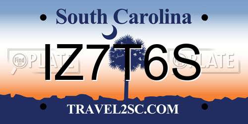 IZ7T6S South Carolina License Plate
