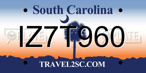 IZ7T960 South Carolina License Plate