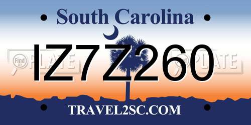 IZ7Z260 South Carolina License Plate