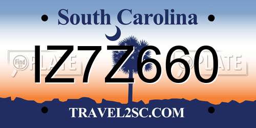 IZ7Z660 South Carolina License Plate