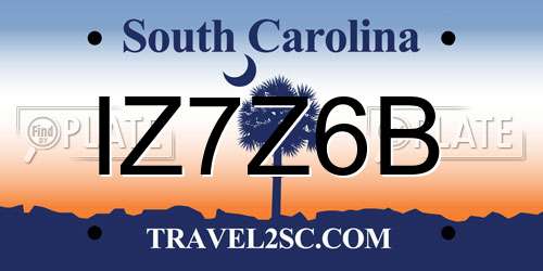IZ7Z6B South Carolina License Plate