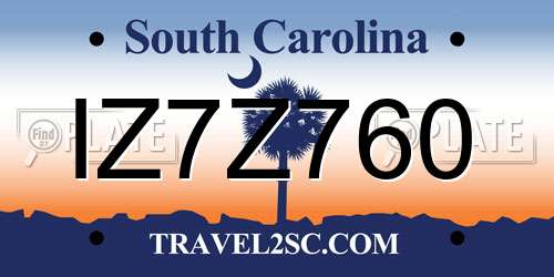 IZ7Z760 South Carolina License Plate