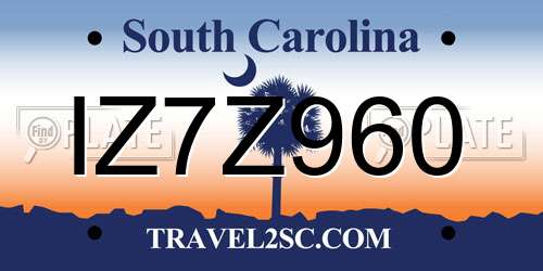 IZ7Z960 South Carolina License Plate