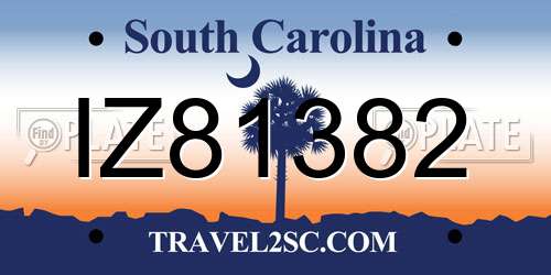 IZ81382 South Carolina License Plate